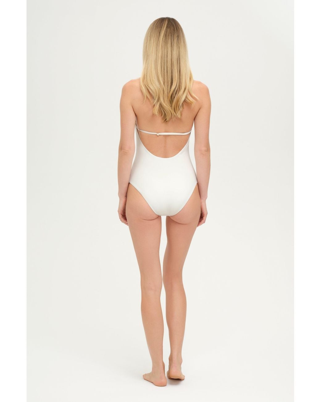 Adriana Pappas Designs White Celine Swimsuit Oatmilk
