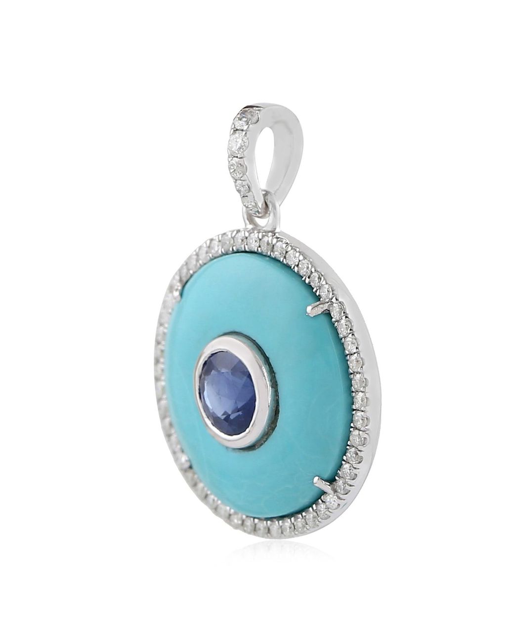 Artisan Blue 18K, Sapphire & Diamond Halo Pendant