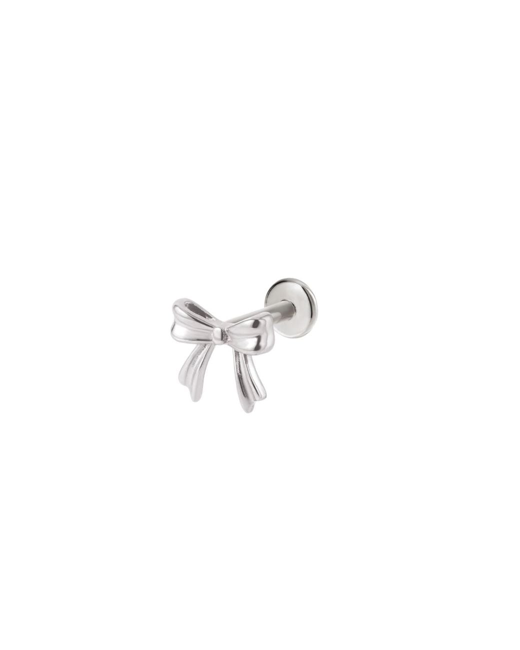 Vanhi Metallic Bow Threadless Flat Back Titanium Cartilage Stud
