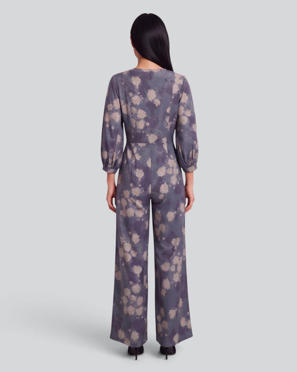 Lords of Harlech Blue Jill Lans Floral Stretch Tencel Jumpsuit