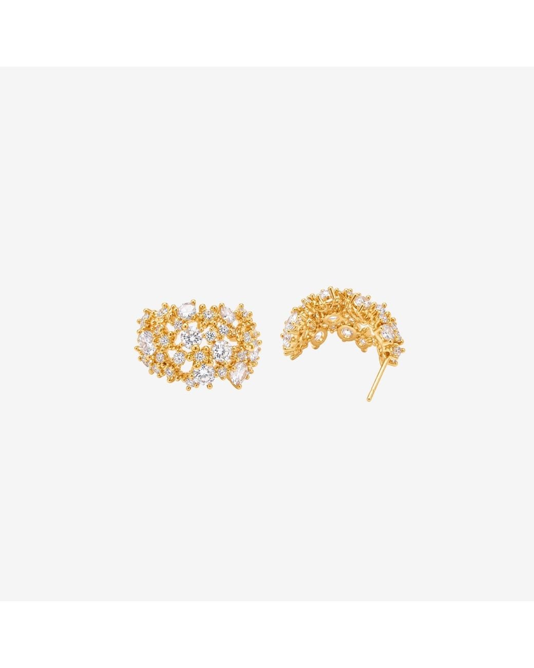 Uchi and Soto Metallic Kinmokusei Floral & Stone Hoop Earrings