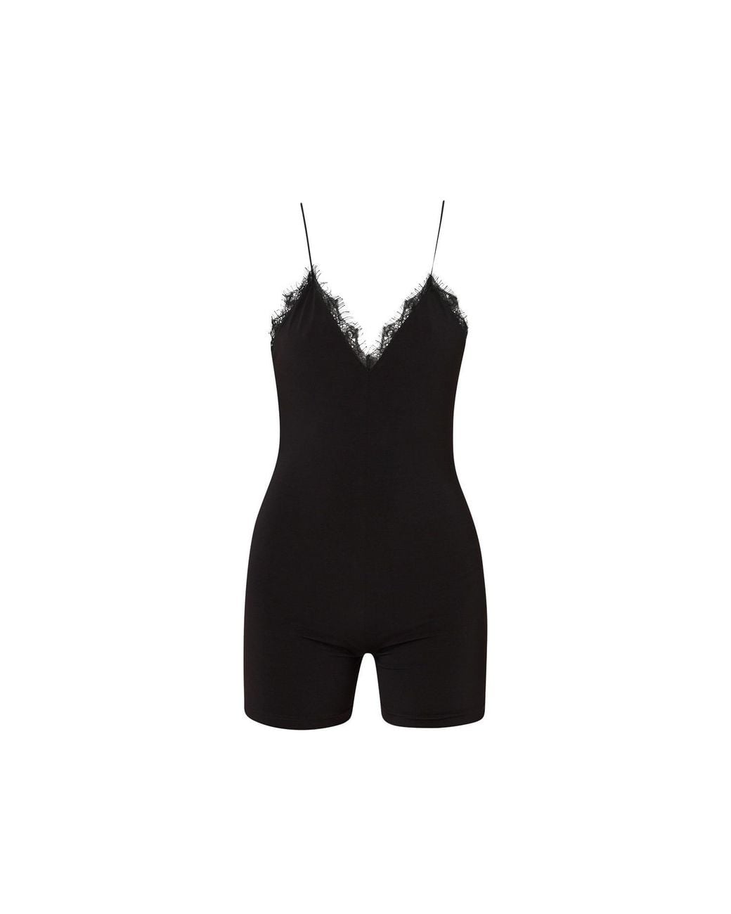 LIA ARAM Black Lace-Accented Playsuit