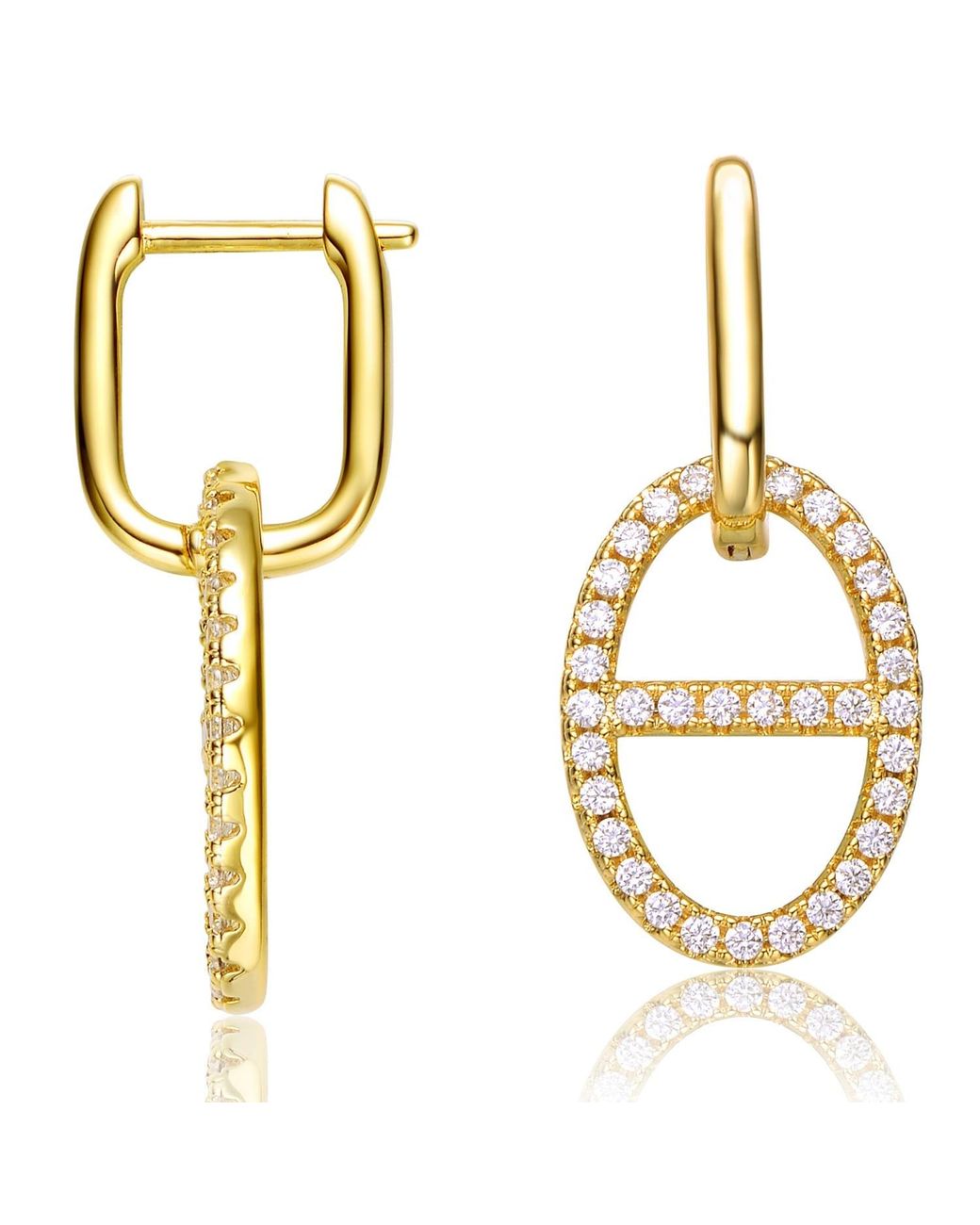 Genevive Jewelry Metallic Plated With Clear Cubic Zirconia Dangle Earrings
