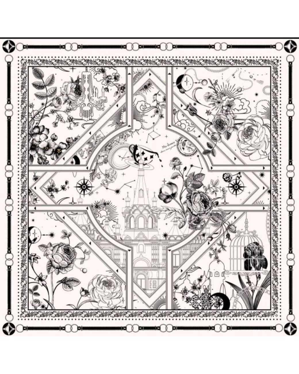 Silk and Bears Blue Monochrome Nautical Mulberry Silk Twill Scarf — Hand-Rolled Hem