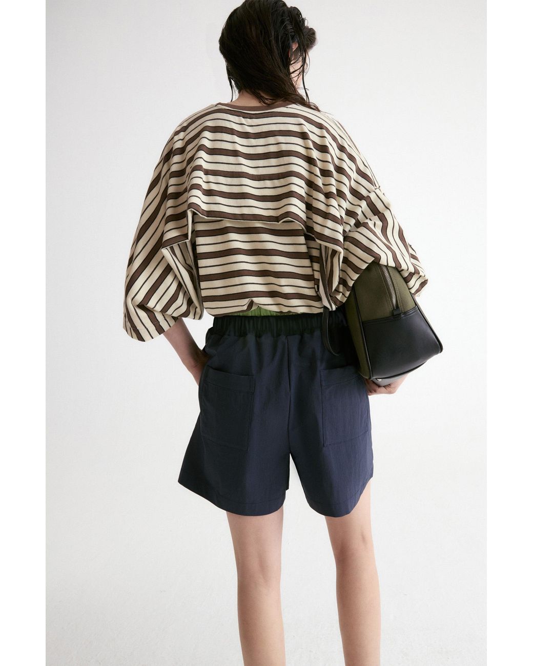 FRONT ROW SHOP Blue Double Waist Short
