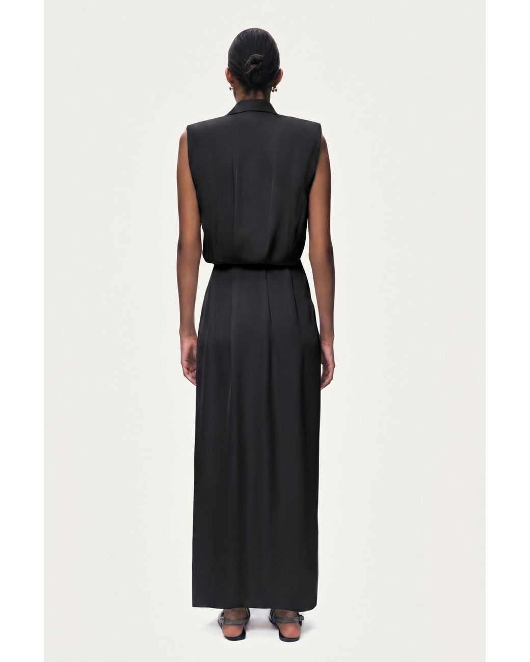 Nocturne Black Embellished Belt-Detail Maxi Dress