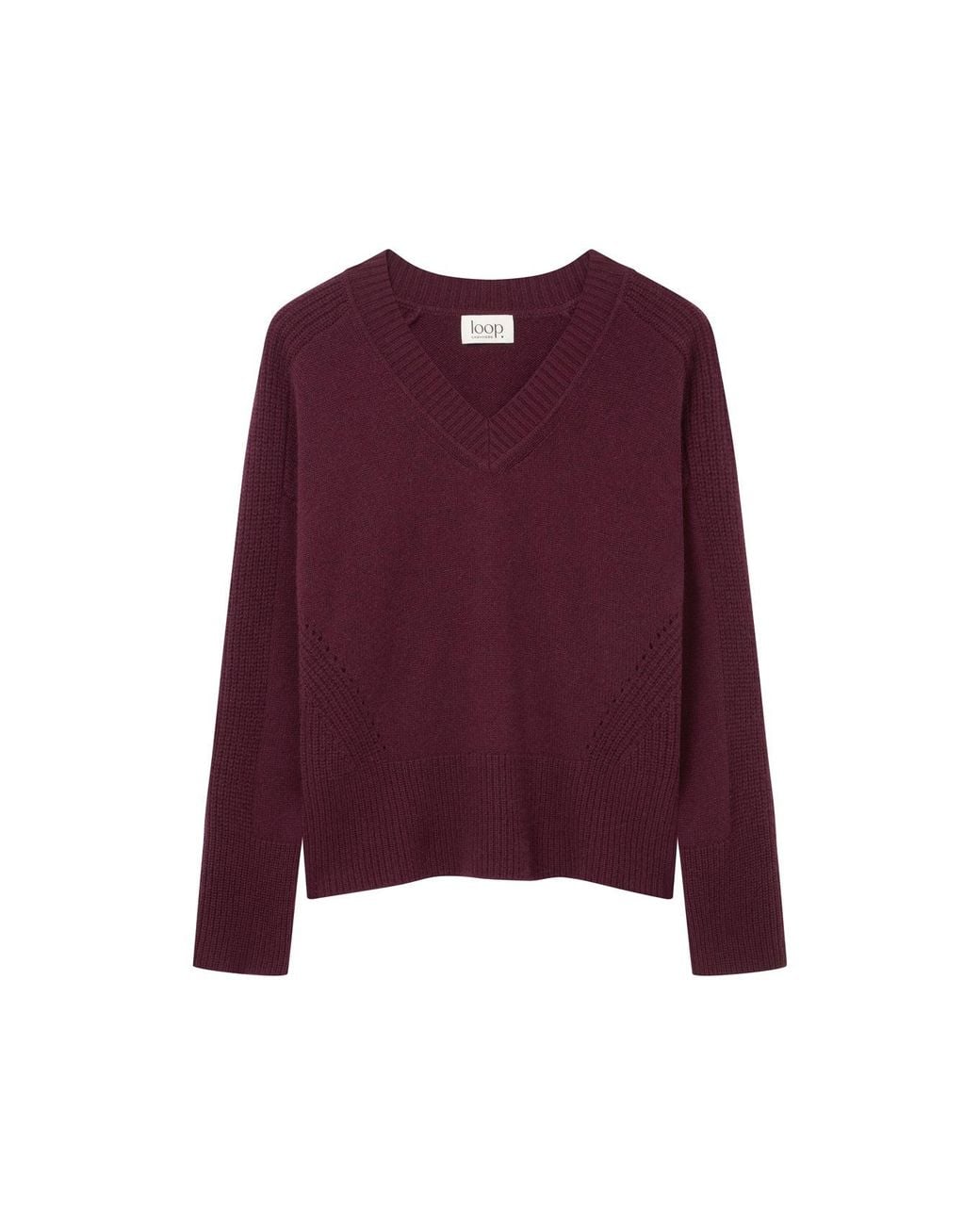 Loop Cashmere Purple V Neck Lofty Sweatshirt