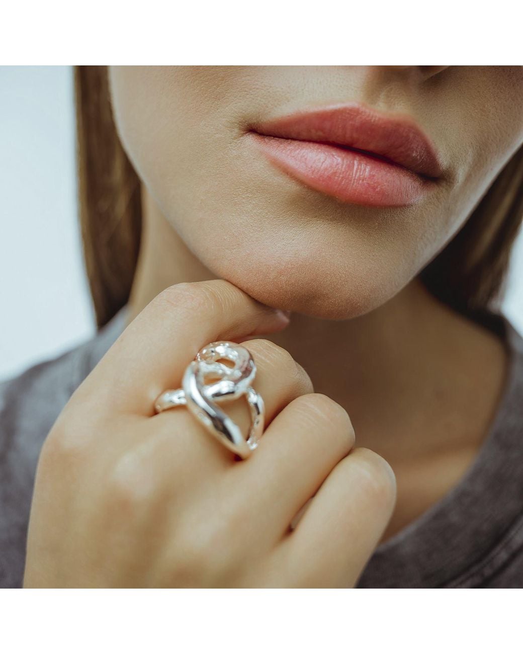 Mercela Metallic Sculptural Organic Intertwined Statement Ring – Contemporary Artisan Jewellery Inspired By Natural Forms