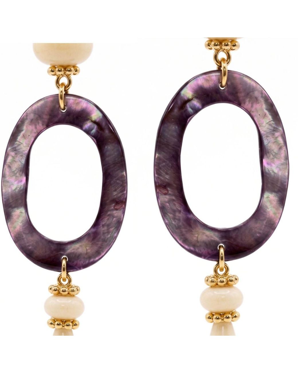 Jaredjamin Metallic Selene Mother Of Pearl & Synthetic Bone Drop Earrings