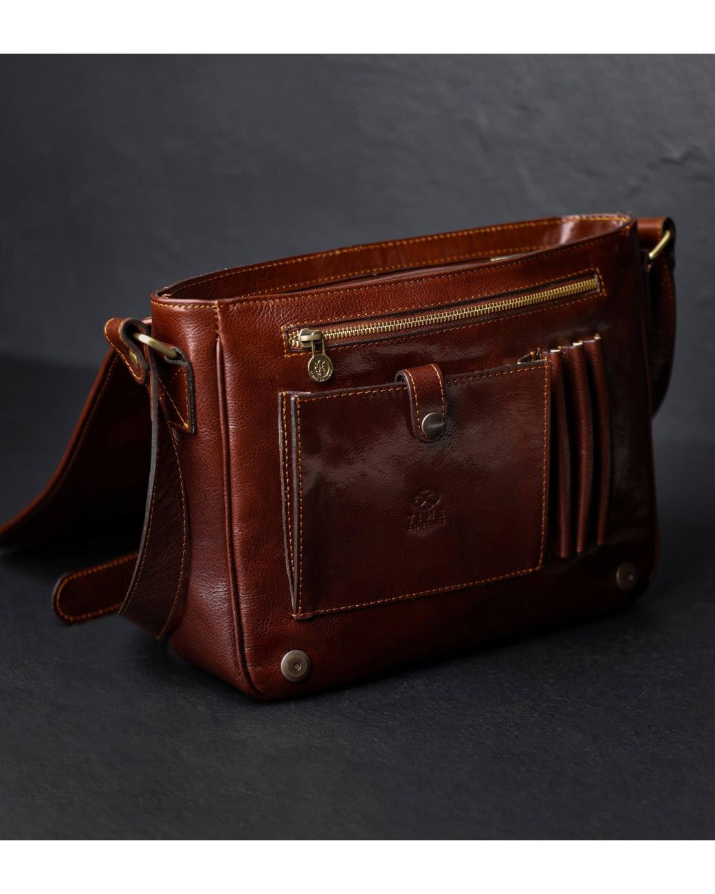 Time Resistance Brown Leather Messenger Bag – The Stranger for men