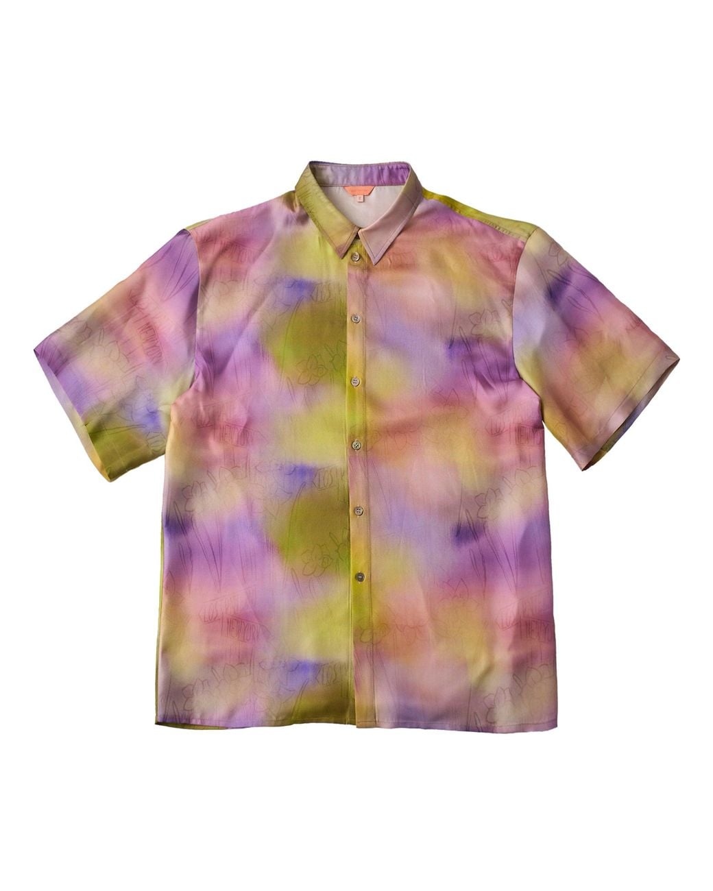 Lost Pattern Purple Brooklyn Oversized Silk Shirt