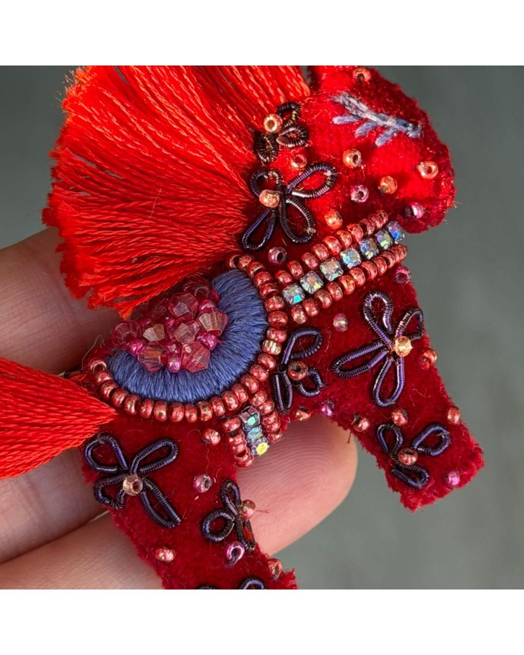 VETKA Red Handmade Horse Brooch- Fire Horse