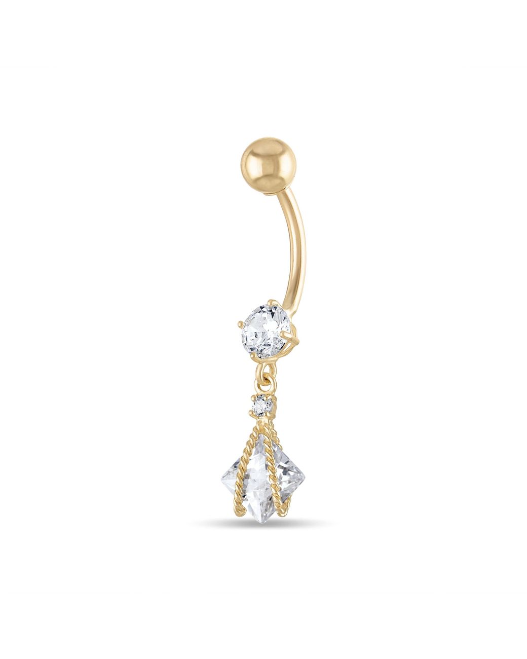 Zahav Jewelry Metallic 10K Solid 14G Dangling Belly Ring