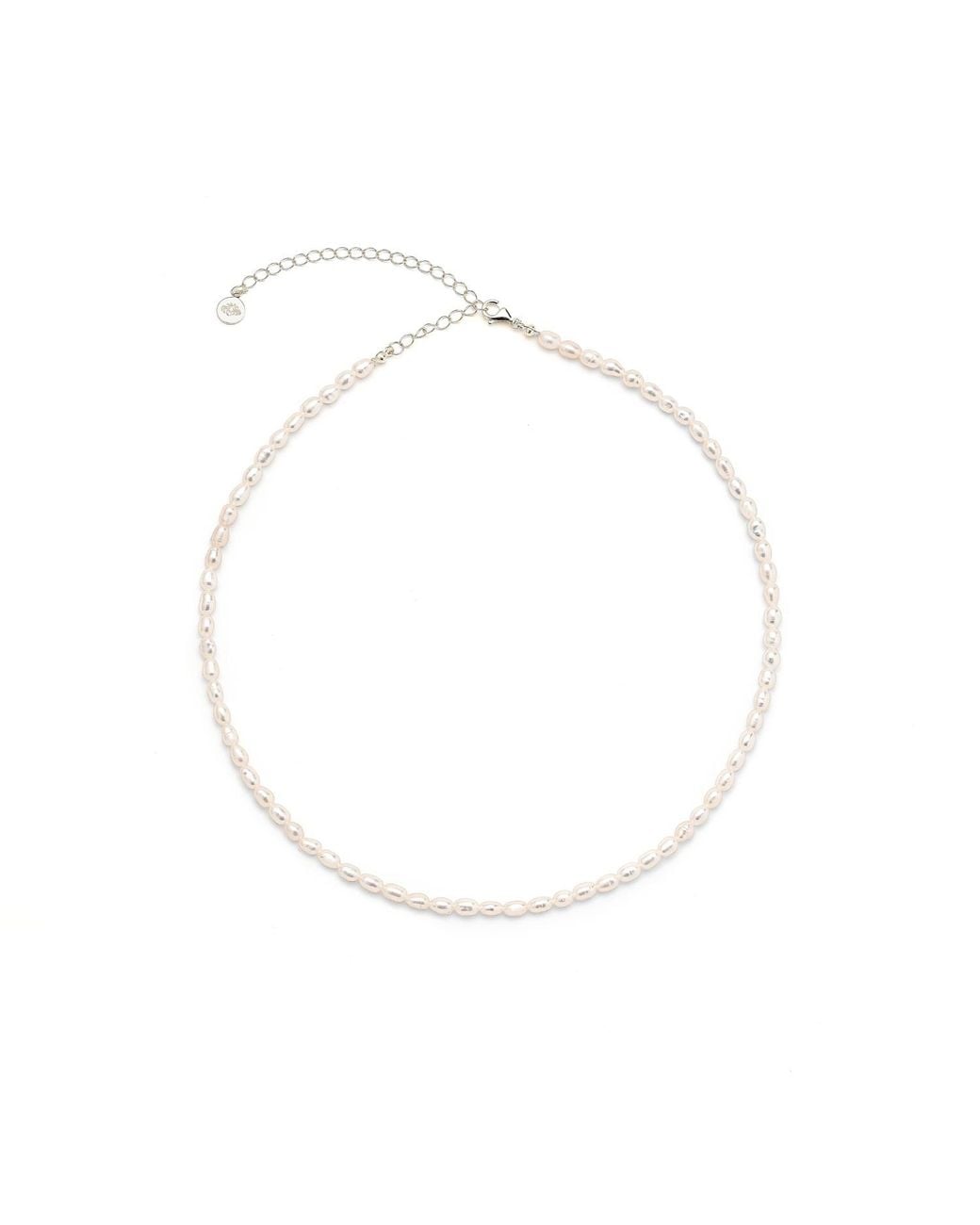 Seven Saints White Pure Light, Baroque Freshwater Pearl Choker Necklace, Rhodium Over Sterling