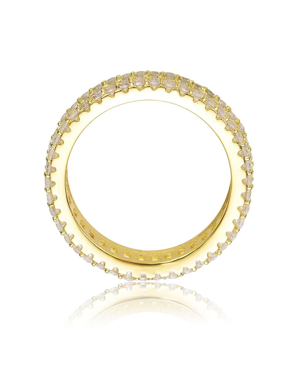 Genevive Jewelry Metallic Rachel Glauber Plated Baguette Cubic Zirconia Wide Band Ring