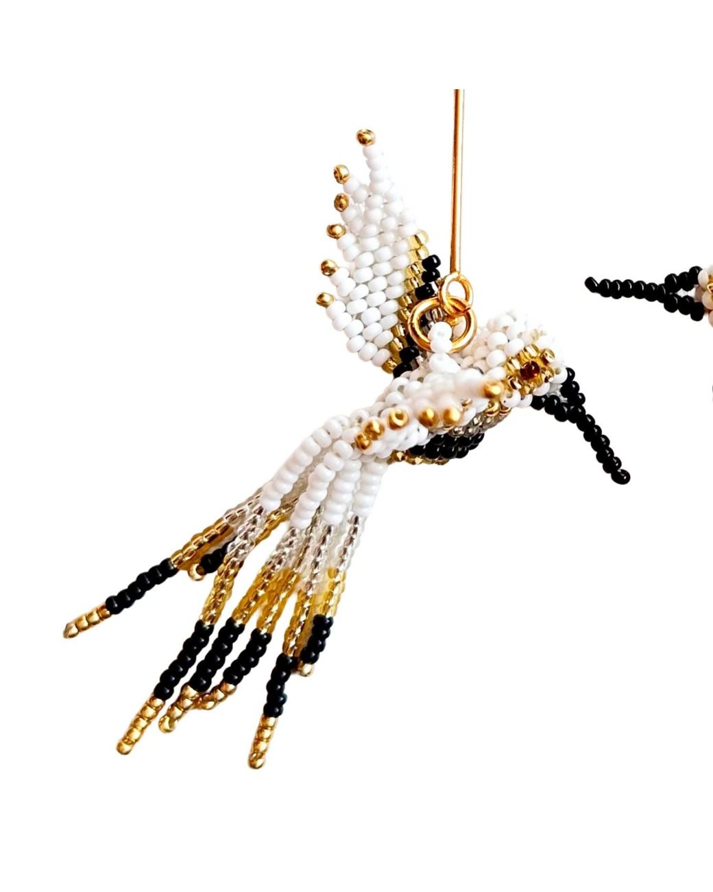 Iliana Arrazola Metallic Hummingbird Dangle Earrings, And, Glass Beads, Beaded Jewelry