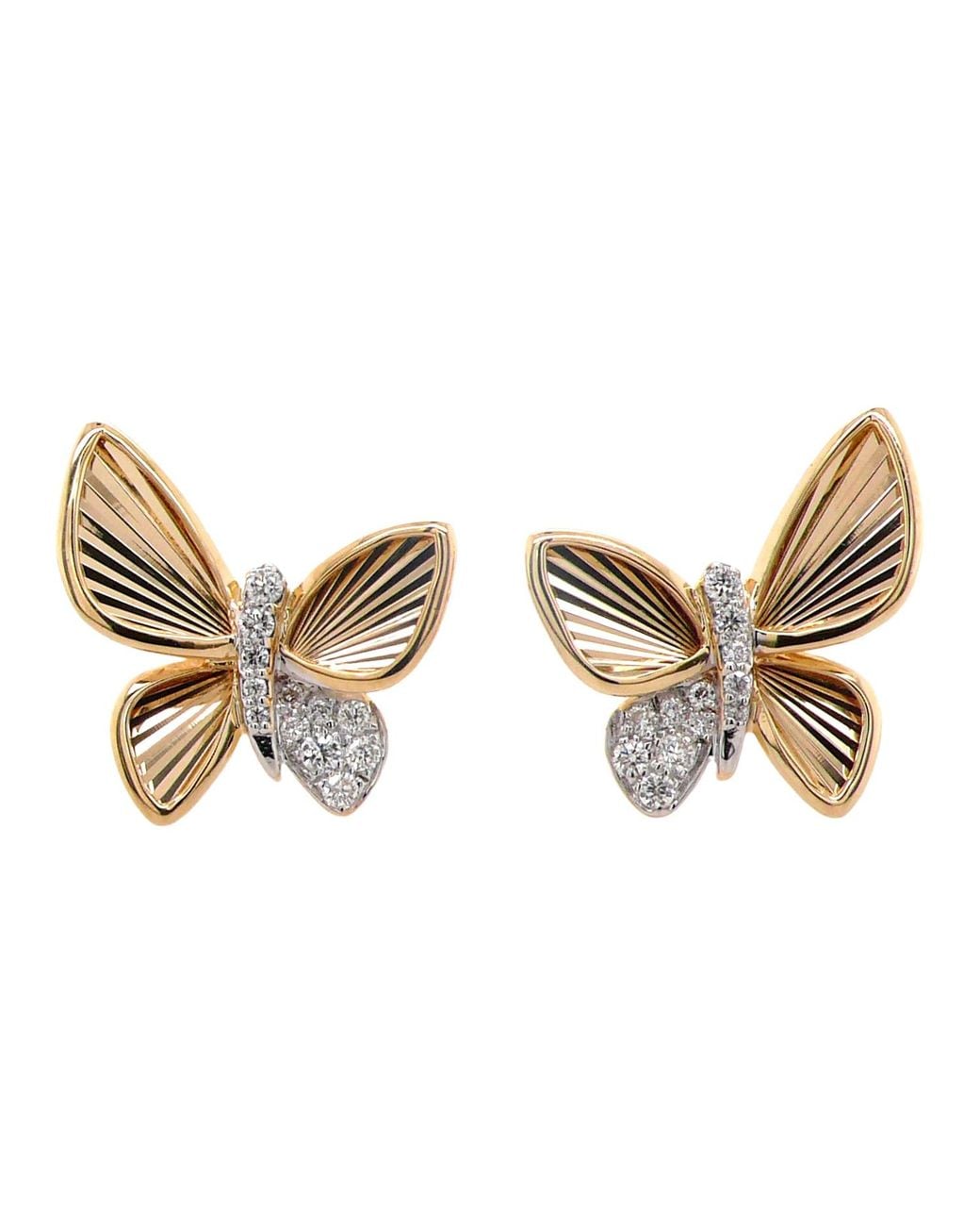 Artisan Metallic 18K Diamond Butterfly Earrings
