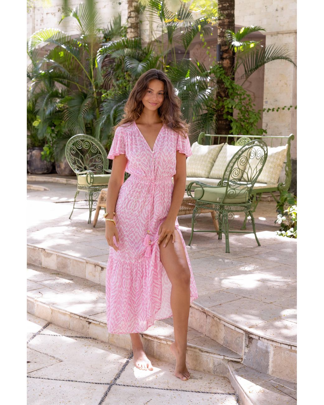Sophia Alexia Pink Shell Zebra Florence Maxi Dress