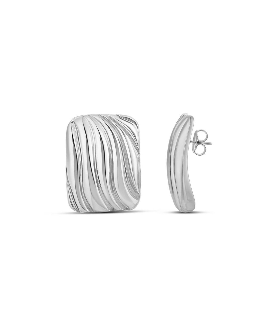 SHYMI White Oversized Textured Square Statement Earrings