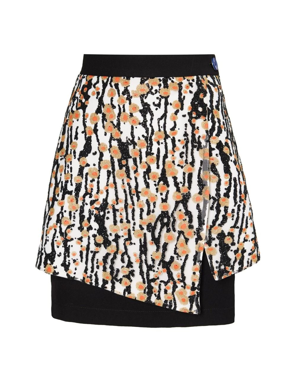 Julia Allert Black High-Waisted Multi-Layered Mini Skirt With Patent Belt