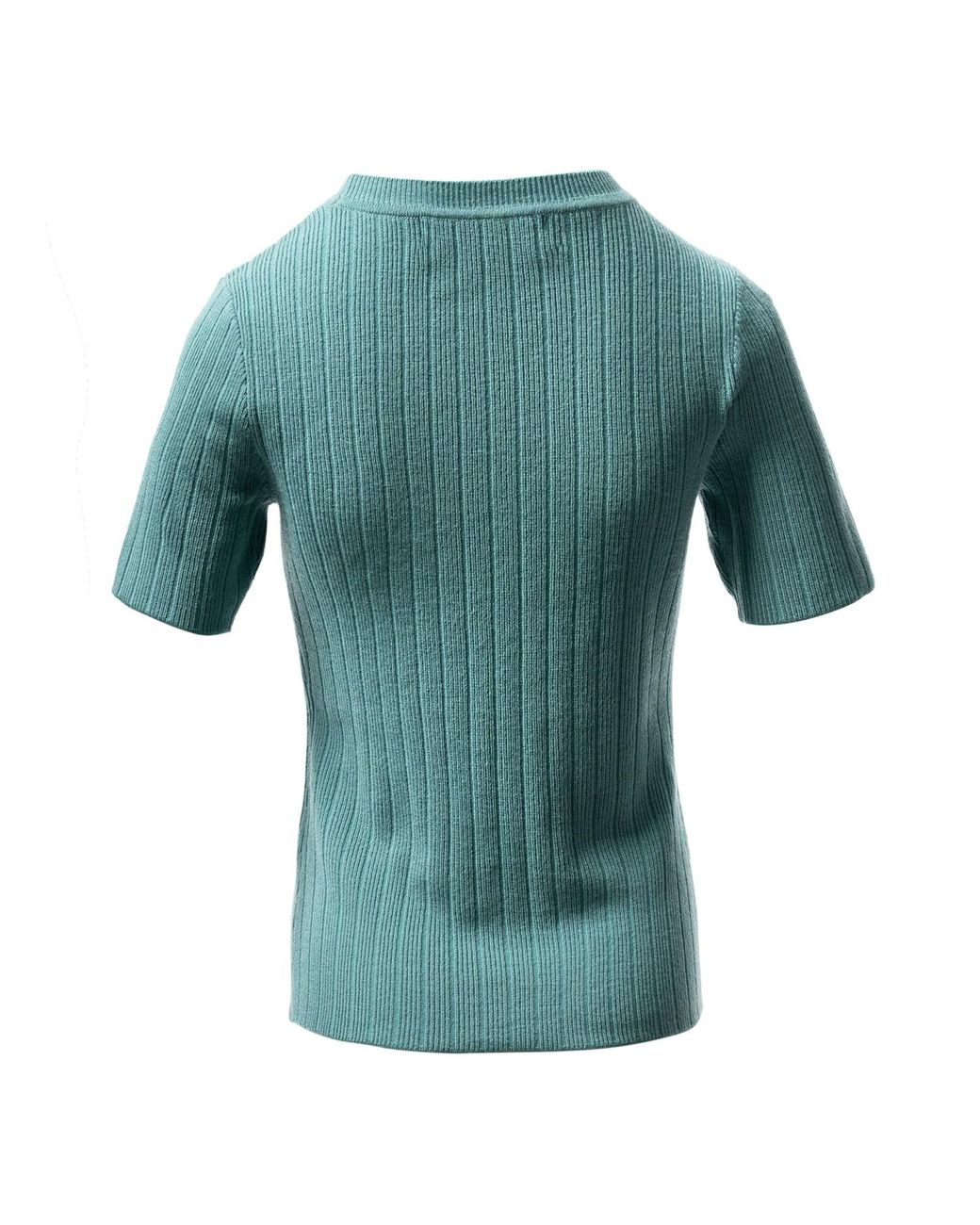 Fully Fashioning Green Billy Sweater Short Sleeve Knit Top