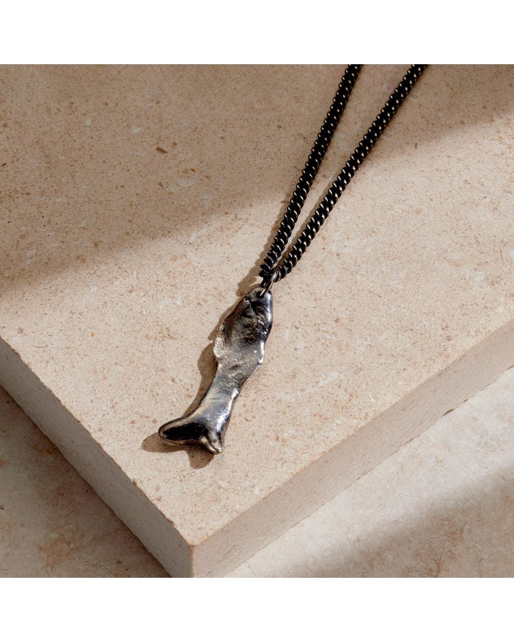 Posh Totty Designs Metallic Small Oxidised Sterling Fortune Fish Necklace for men