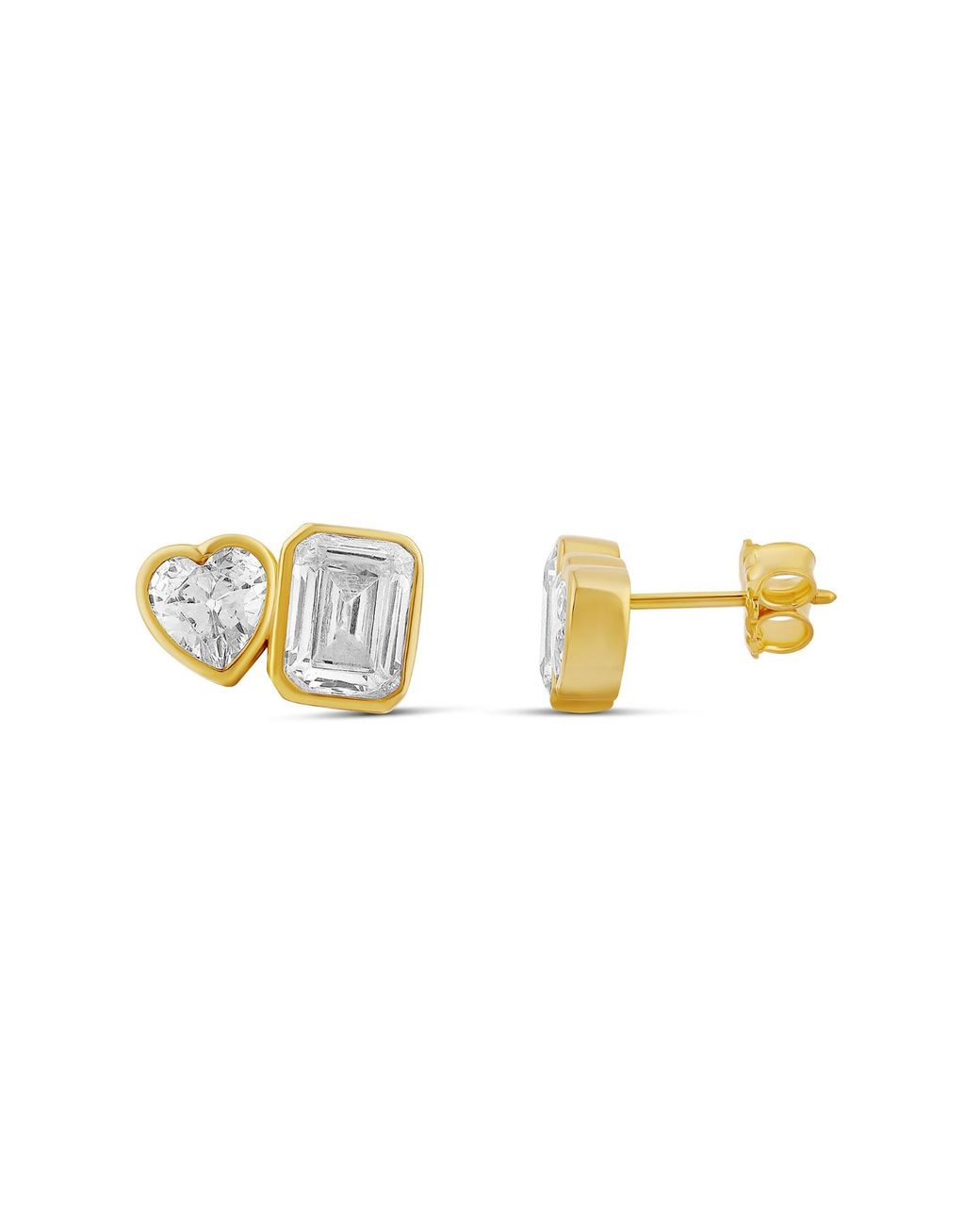 SHYMI Metallic Two Stone Fancy Shape Bezel-Set Studs