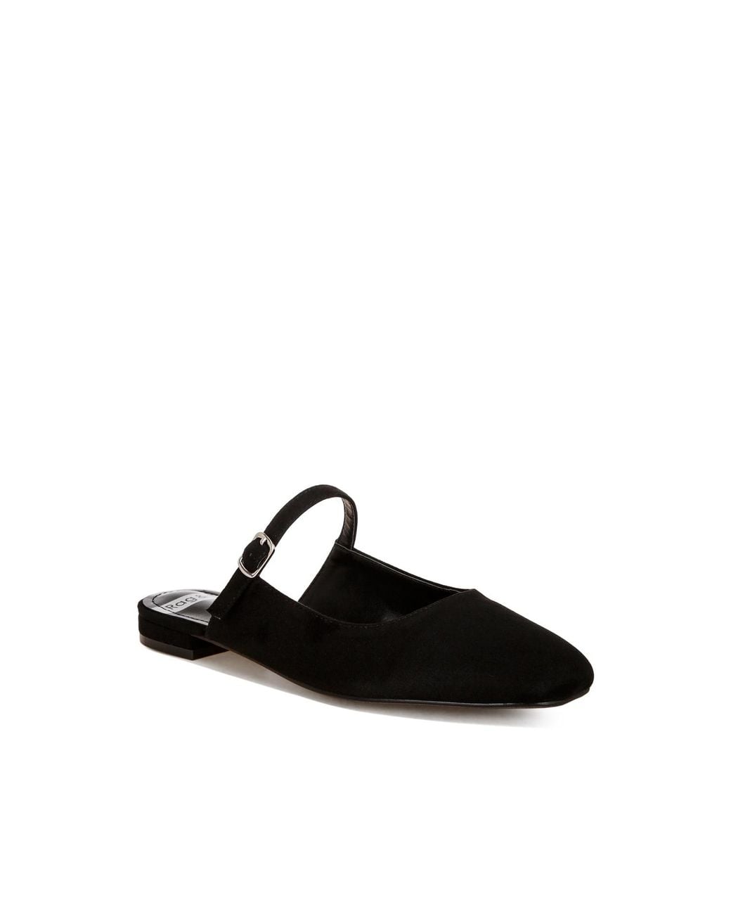 Rag & Co Black Dublish Square Toe Buckled Flats