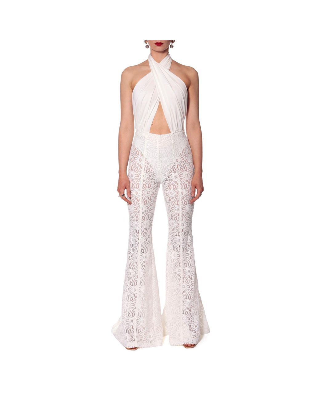 AGGI by HALEWSKI Gray Adley Off Lace Flared Pants