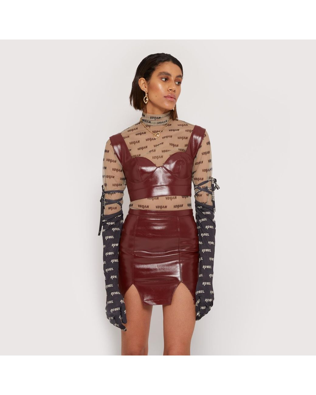Sarah Regensburger White Vegan Mesh Bodysuit