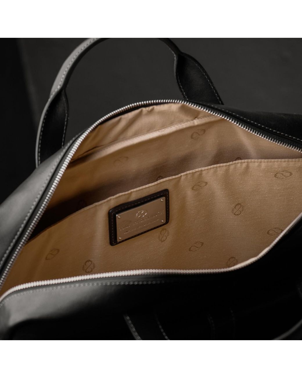Time Resistance Black Large Leather Briefcase Laptop Bag for men