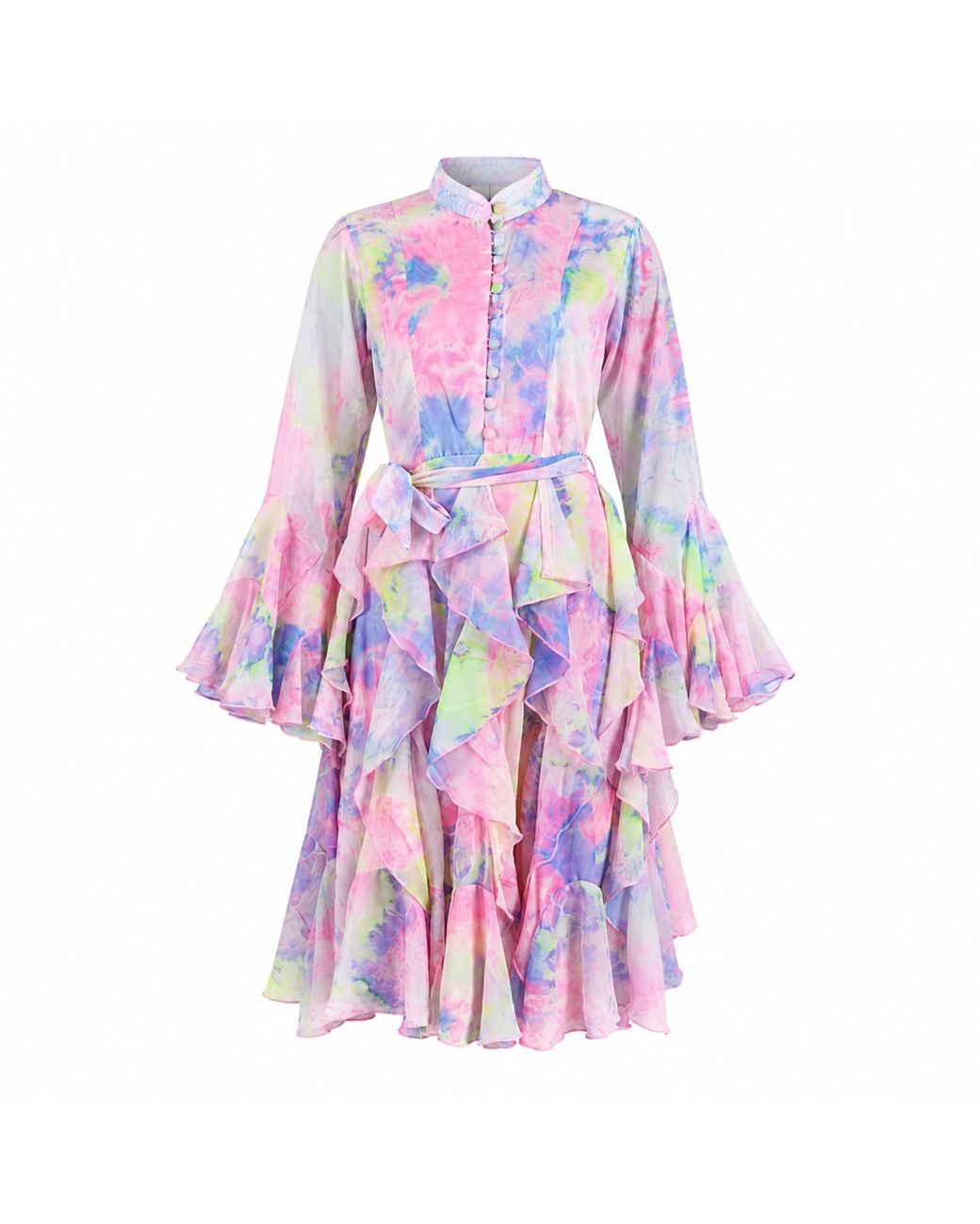 Freak Vault Purple Aurora Ruffle Midi Dress