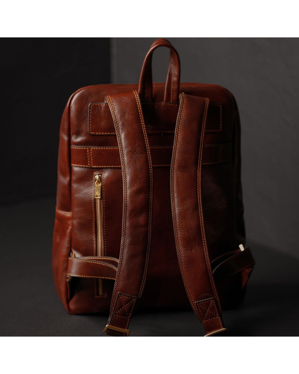 Time Resistance Brown Leather Backpack Travel Bag