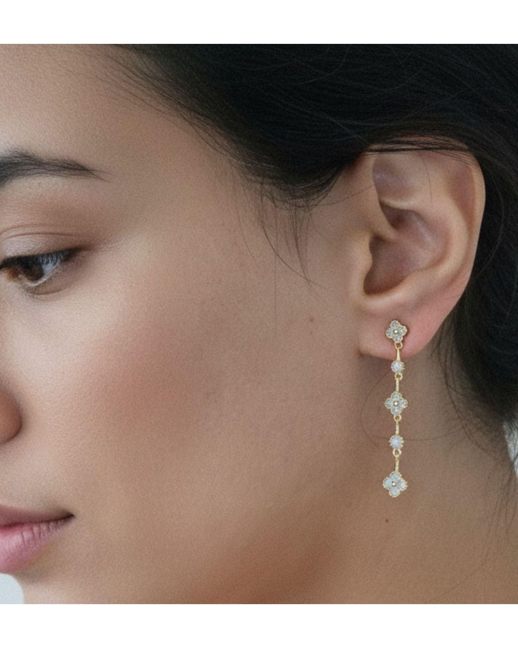 Uchi and Soto Metallic Kinmokusei Rose Drop Earrings