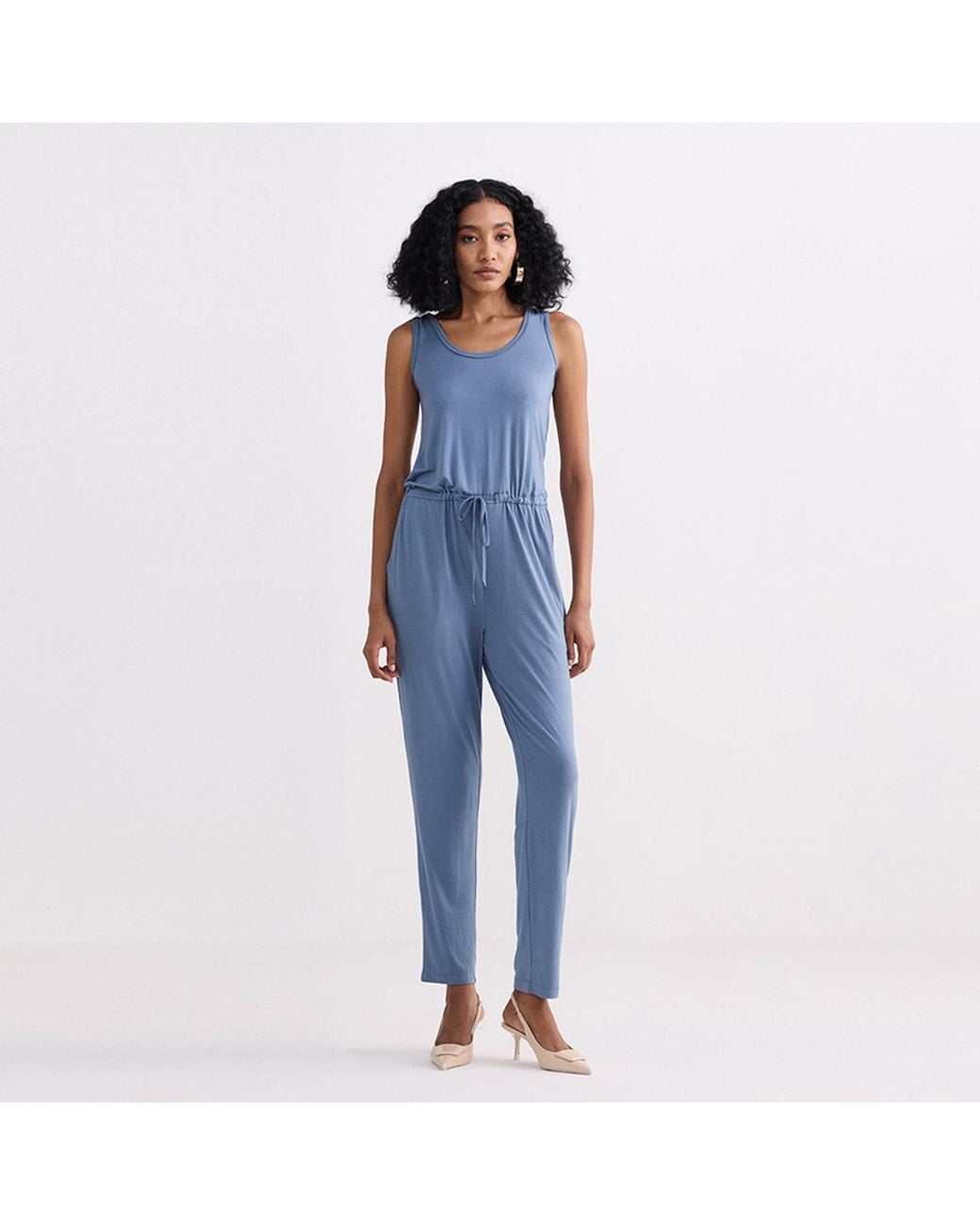 REISTOR Blue Relaxed Drawstring Jumpsuit