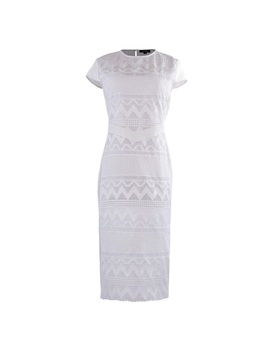 Smart and Joy White Tailor Cap Sleeves Lace Dress