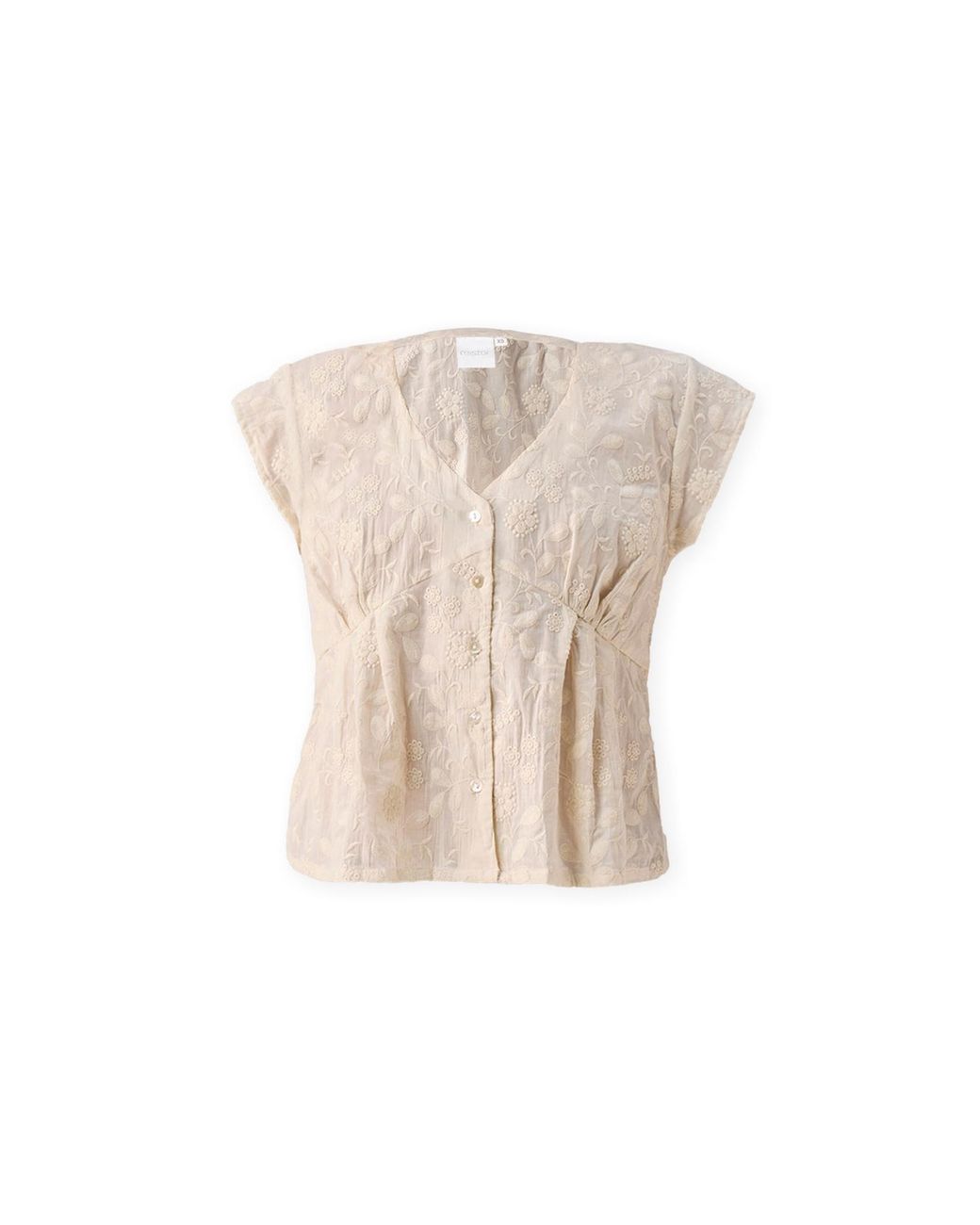 REISTOR Natural Embroidered Deep V Neck Top