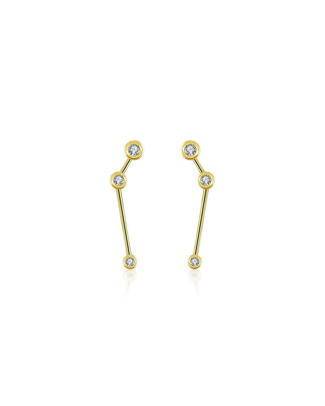 Genevieve Collection Metallic Aries Zodiac Constellation Earring 18K & Diamond