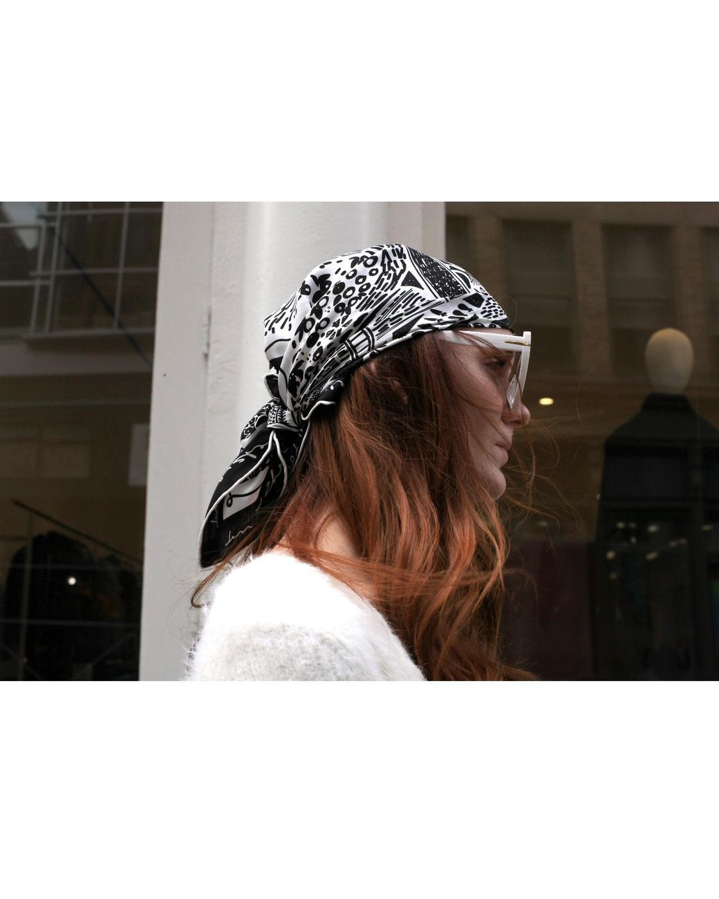 Jessie Zhao New York Black Double Sided Silk Scarf Of Garden