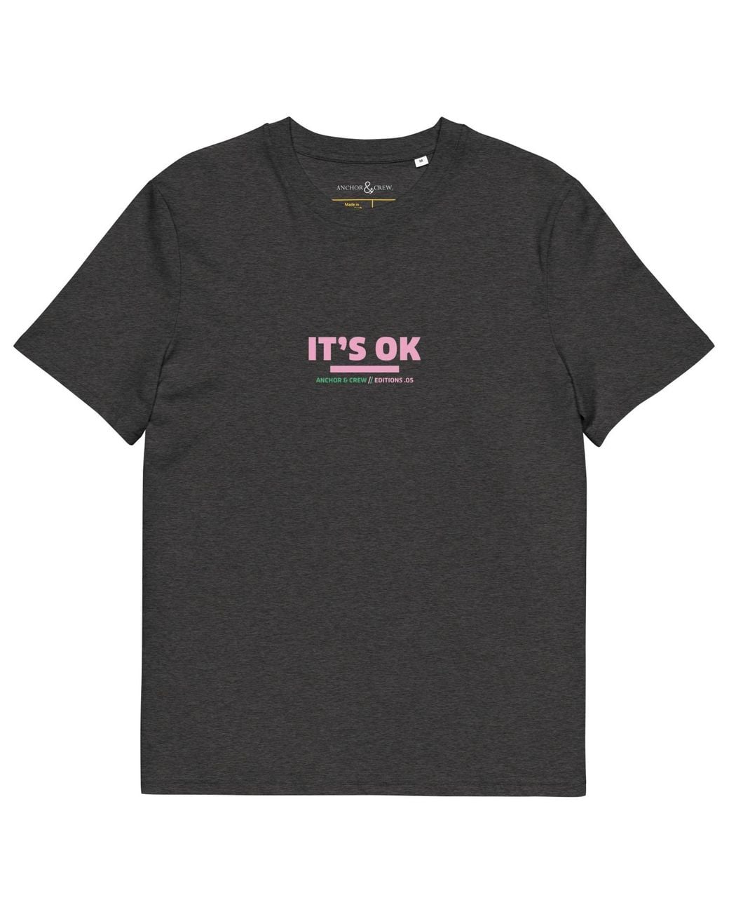 Anchor and Crew Black Heather Five It's Ok Editions Organic Cotton T-Shirt