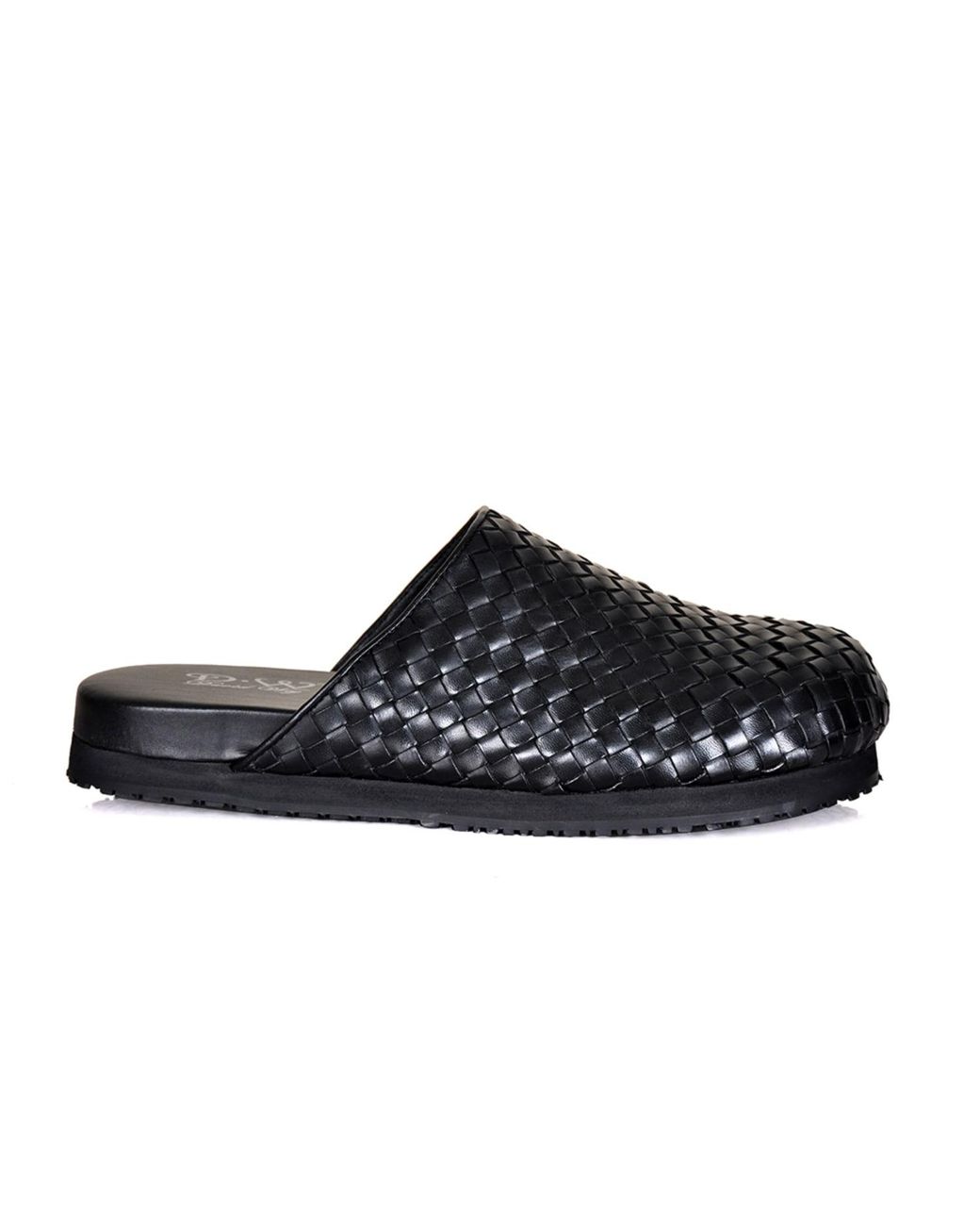 DAVID WEJ Black Lorenzo Handmade Woven Mules for men