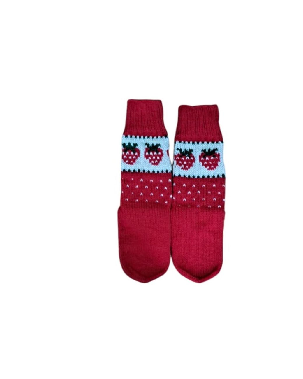 Springmoonatelier Red Handmade Wool Hat, Gloves And Socks Set