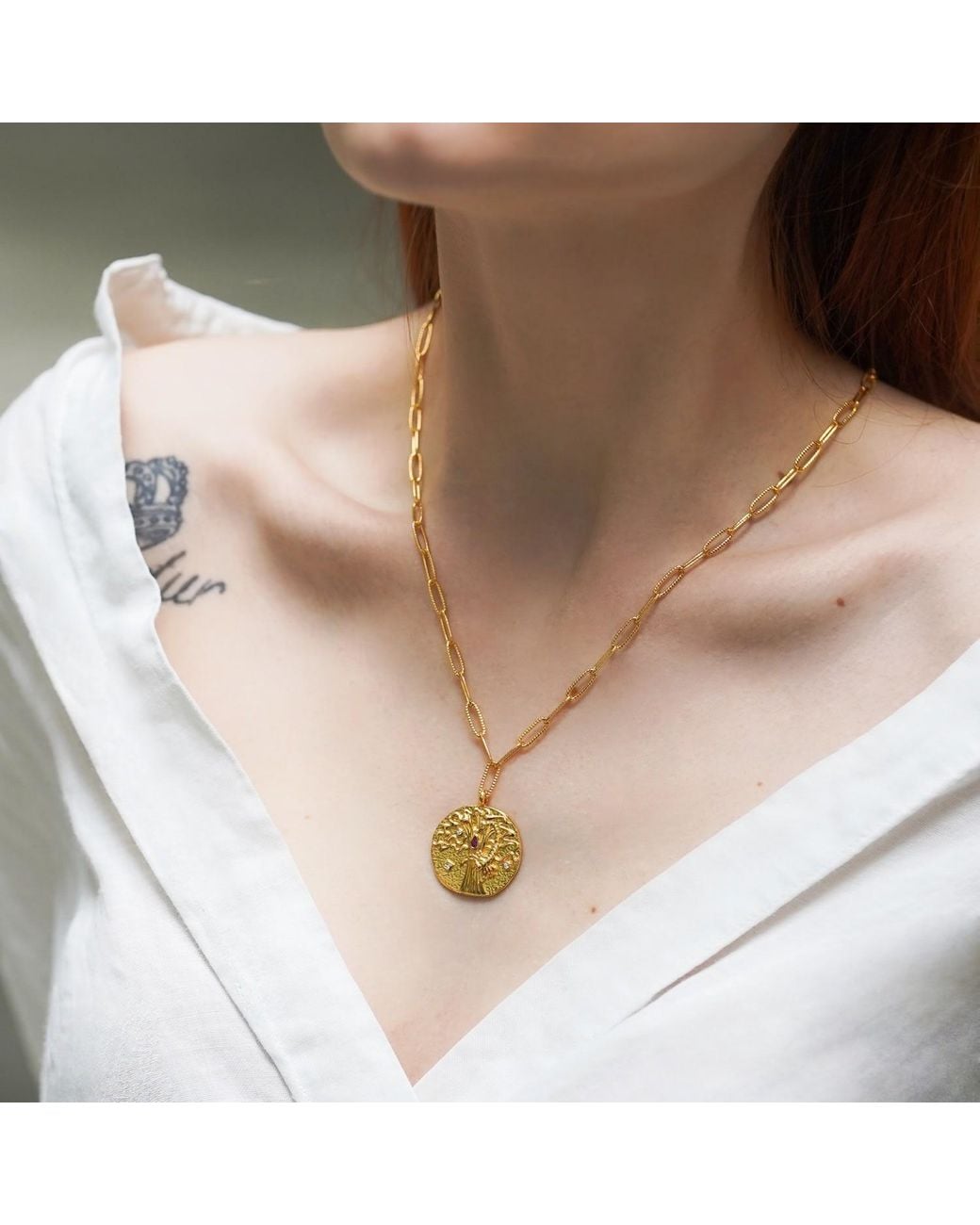 Aurozia Metallic Constellations Scorpio Double-Sided Coin Necklace