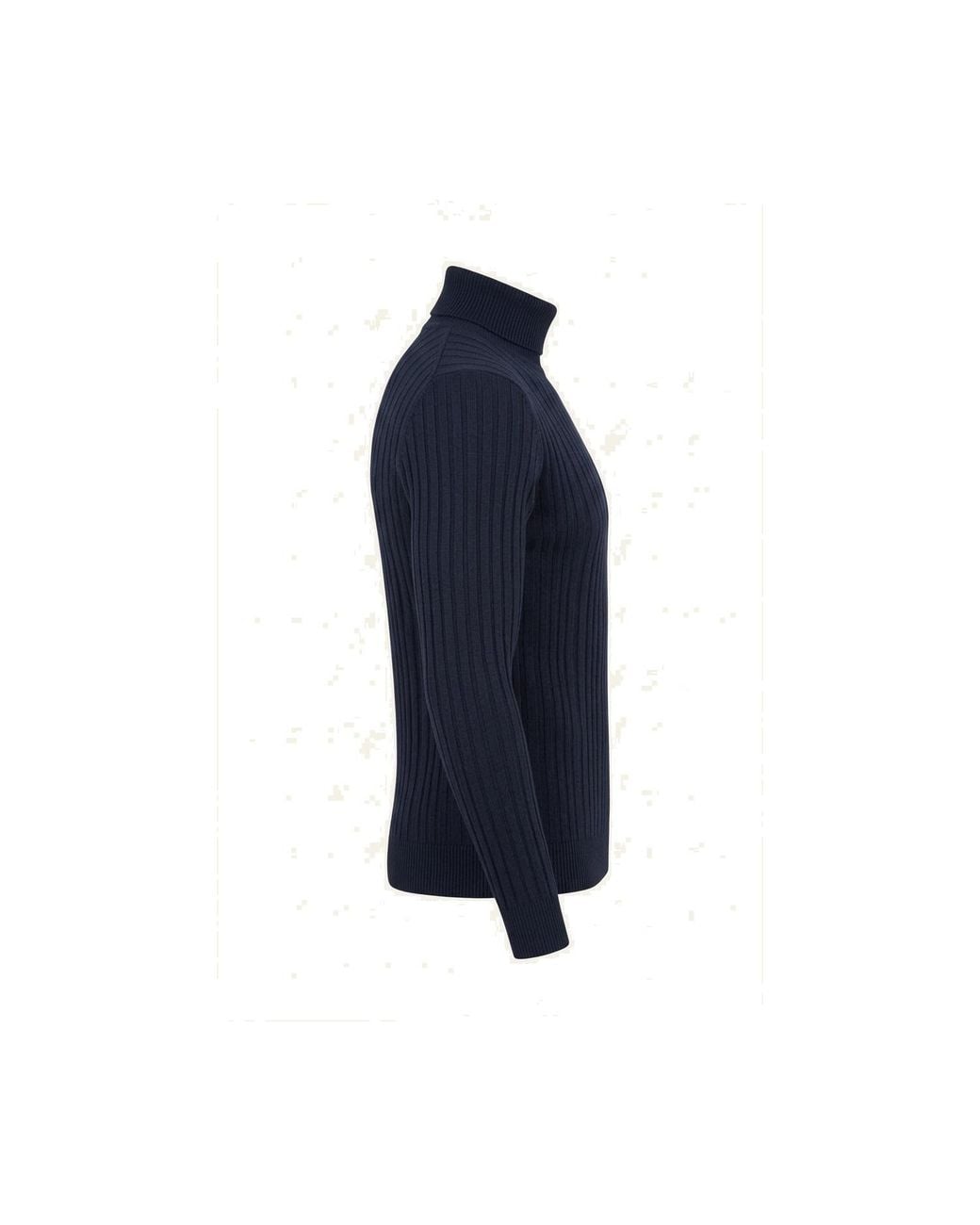 Ron Tomson Blue Roll Neck Ribbed Sweater for men