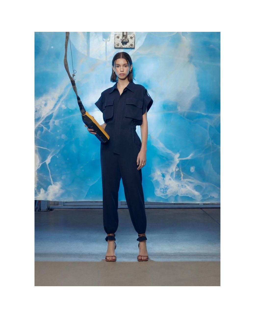 NAZLI CEREN Blue Molve Jumpsuit