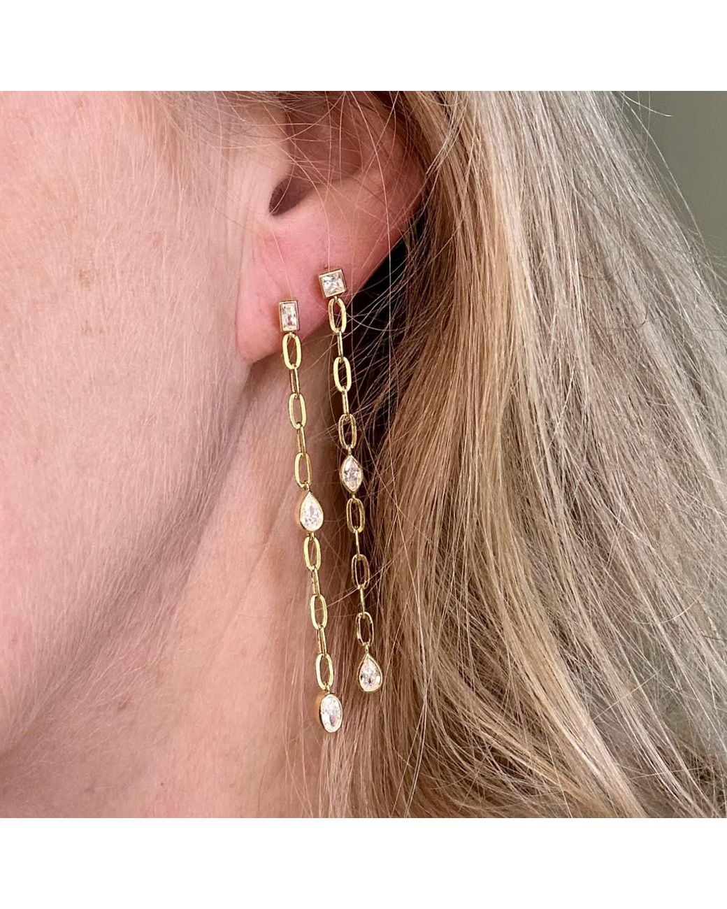 Clemence Wren Metallic Asymmetric Gemstone Drop Earrings
