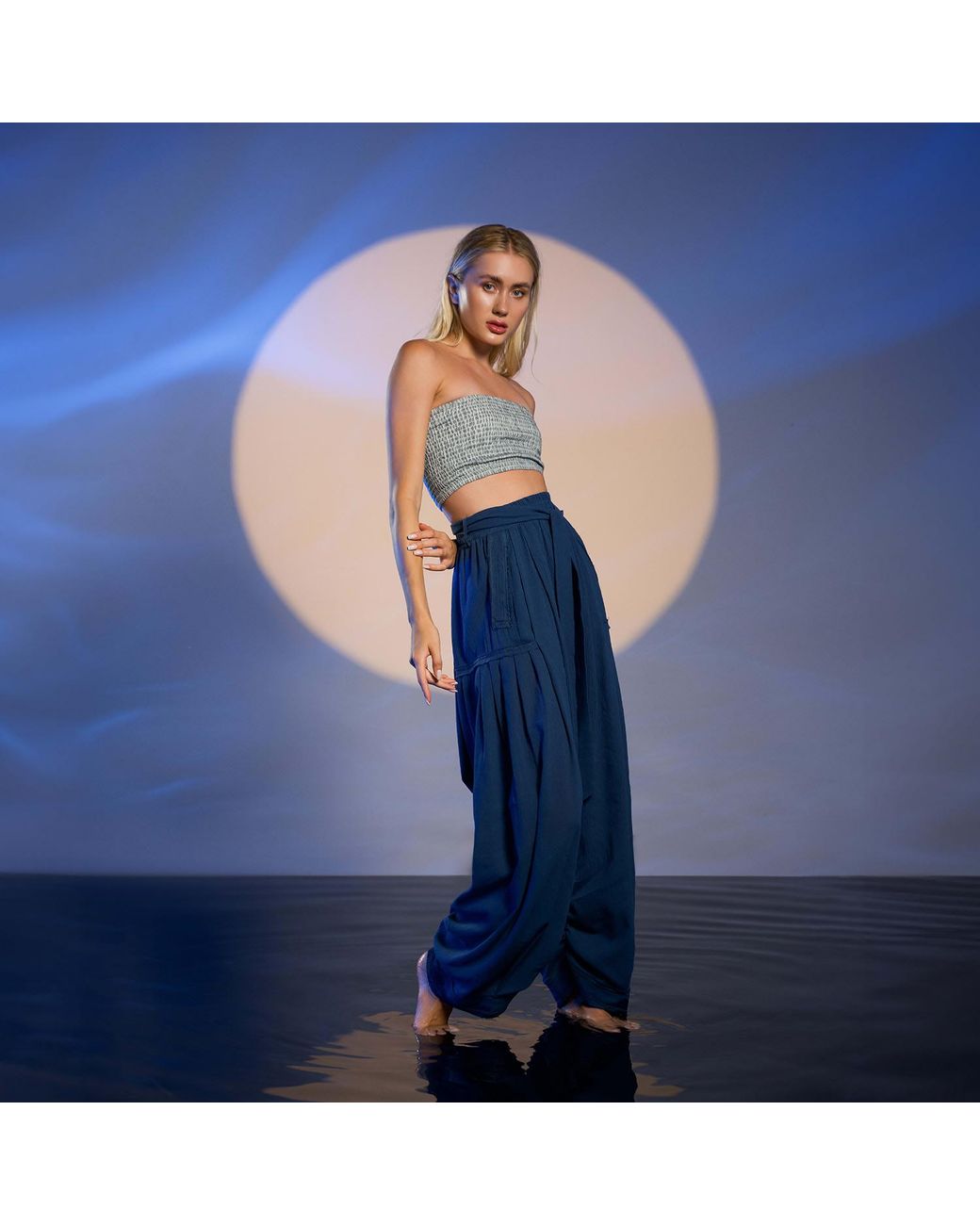 Zhenabia Blue Boho Harem Pants
