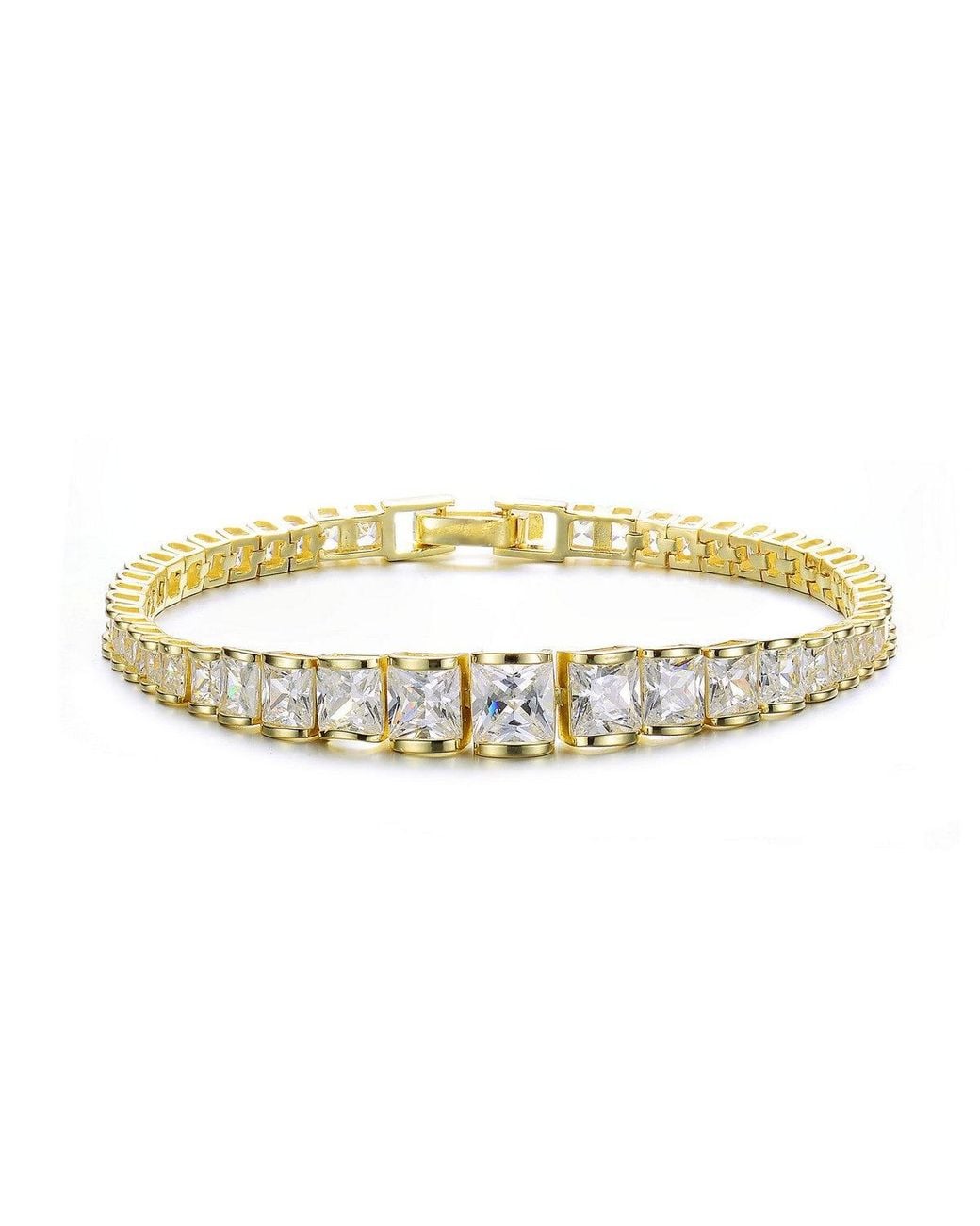 Genevive Jewelry Metallic Genevive Sterling Plated With Cubic Zirconia Graduating Tennis Bracelet