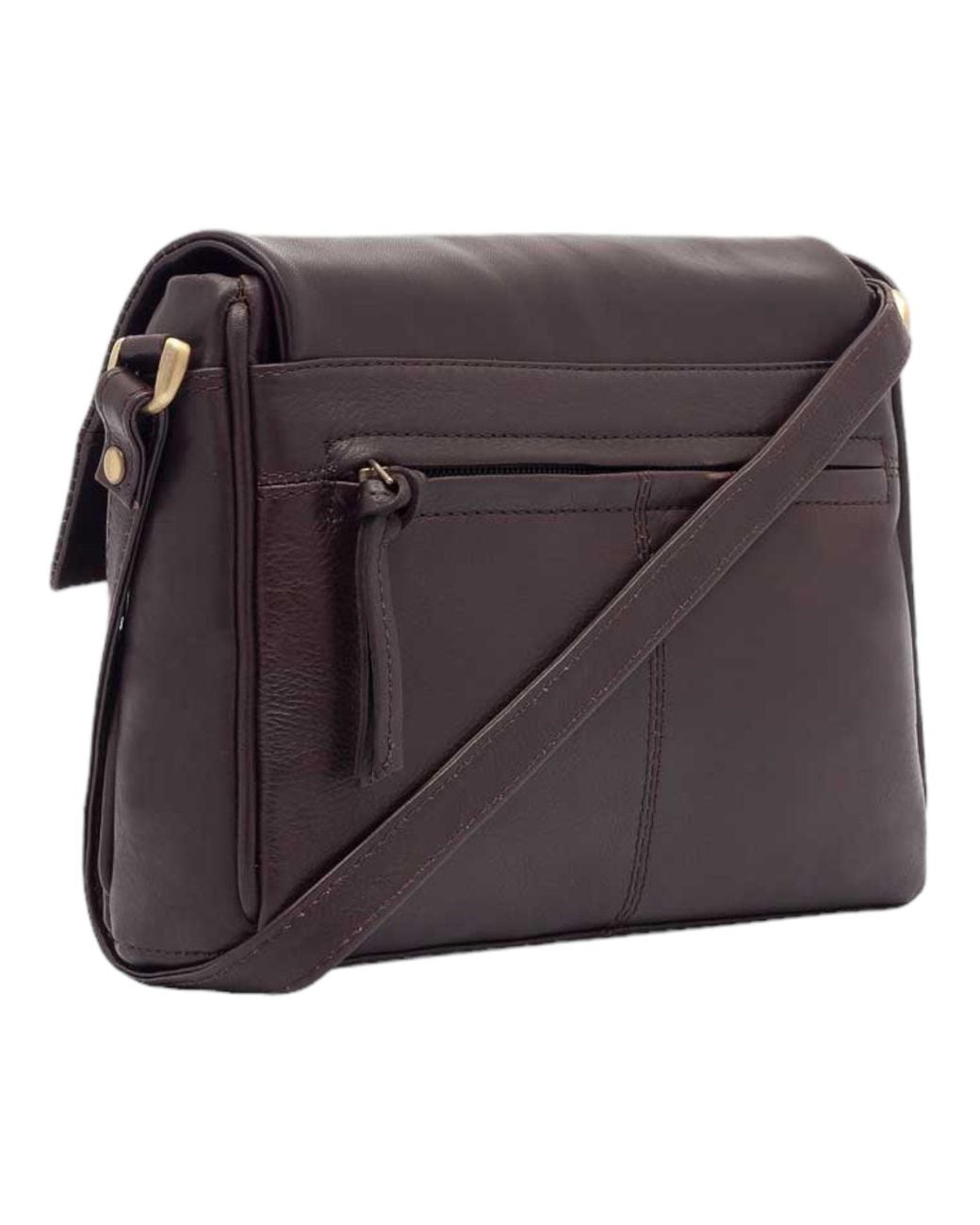 Lloyd Baker Brown Gulmarg Leather Flap-Over Crossbody Bag