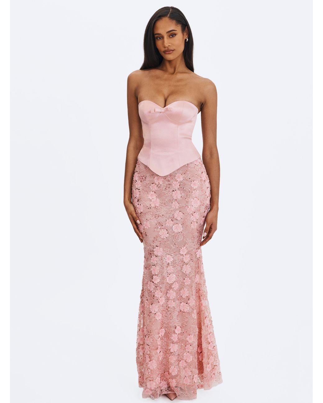 Miss Circle New York Purple Uliya Rosy Strapless Mermaid Peplum Maxi Dress